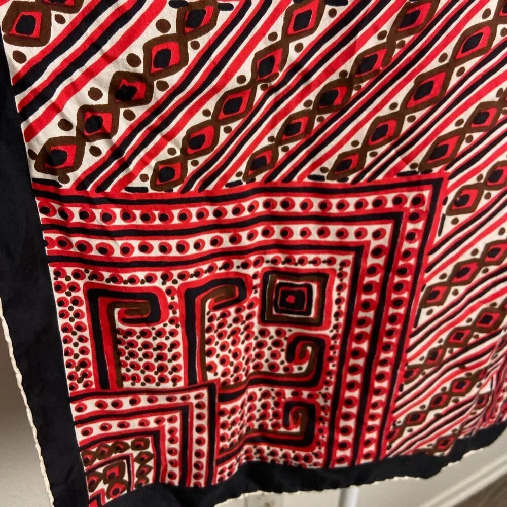 Vintage Square Scarf Abstraction Black Red